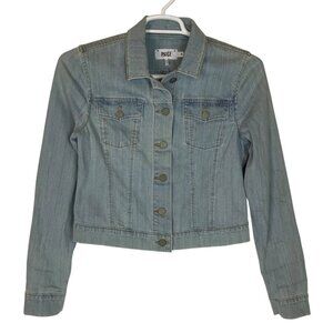 Paige Vermont Womens Denim Trucker Jacket Size Medium Light Wash Cropped Style